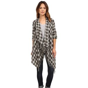 Billabong “Live It Up” Flannel Drape Boho Cardigan